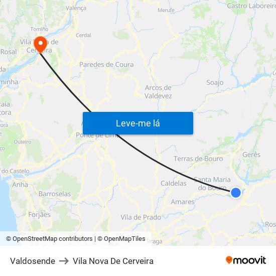 Valdosende to Vila Nova De Cerveira map