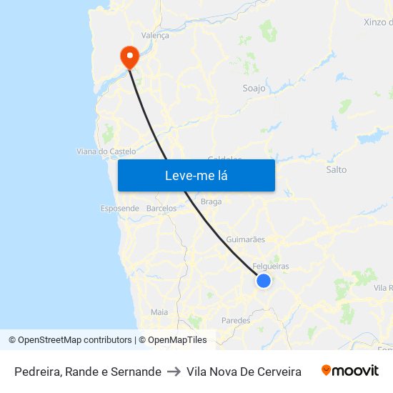 Pedreira, Rande e Sernande to Vila Nova De Cerveira map