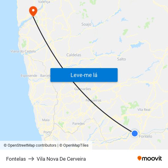 Fontelas to Vila Nova De Cerveira map