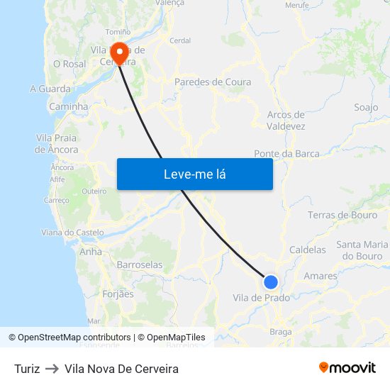 Turiz to Vila Nova De Cerveira map