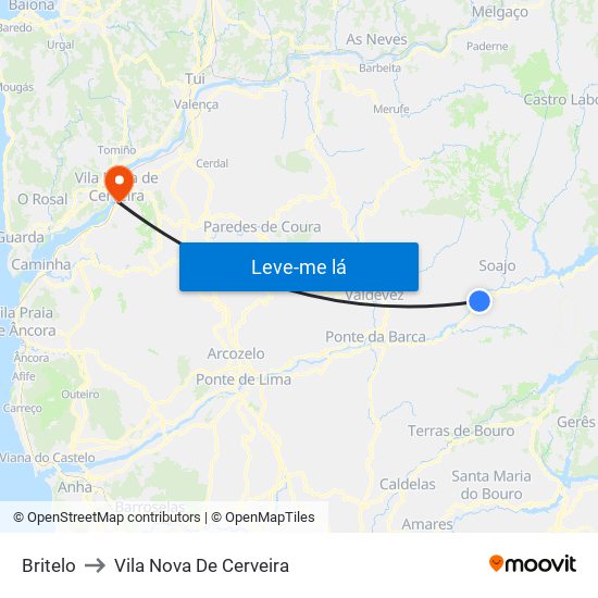 Britelo to Vila Nova De Cerveira map