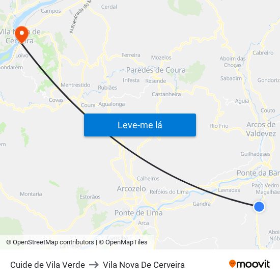 Cuide de Vila Verde to Vila Nova De Cerveira map