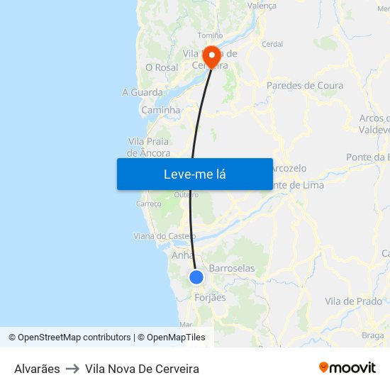 Alvarães to Vila Nova De Cerveira map