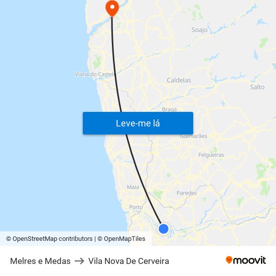 Melres e Medas to Vila Nova De Cerveira map