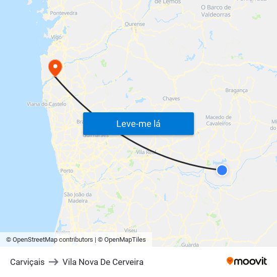 Carviçais to Vila Nova De Cerveira map