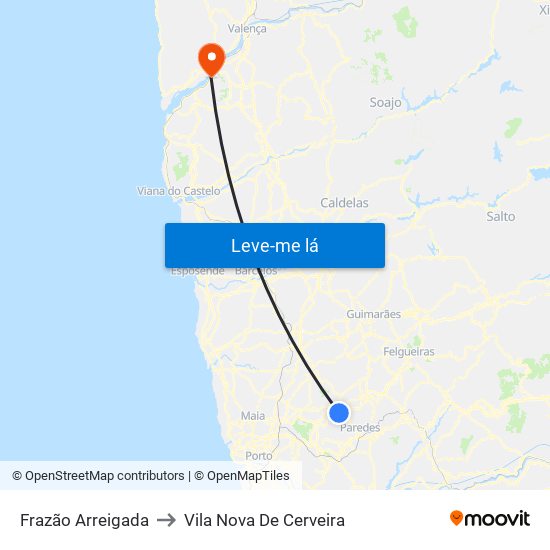Frazão Arreigada to Vila Nova De Cerveira map
