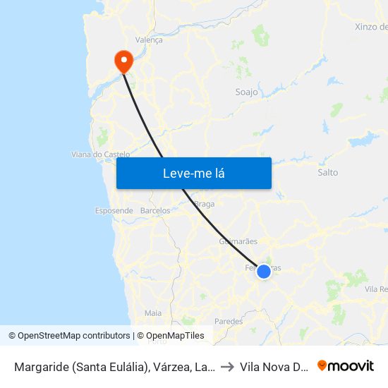 Margaride (Santa Eulália), Várzea, Lagares, Varziela e Moure to Vila Nova De Cerveira map