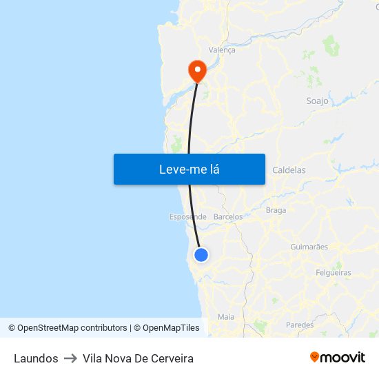 Laundos to Vila Nova De Cerveira map