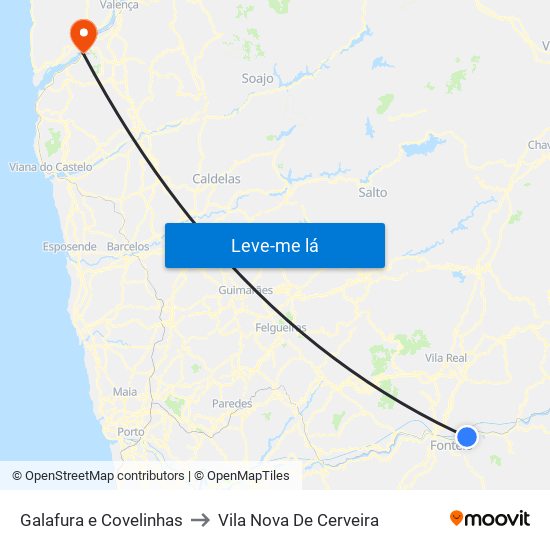 Galafura e Covelinhas to Vila Nova De Cerveira map