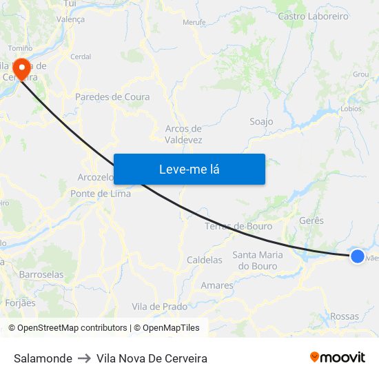 Salamonde to Vila Nova De Cerveira map