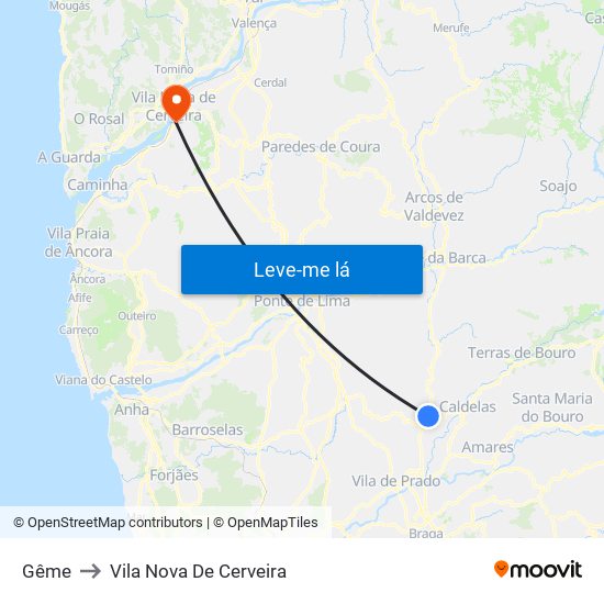 Gême to Vila Nova De Cerveira map