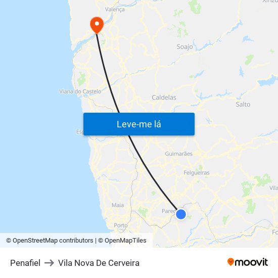 Penafiel to Vila Nova De Cerveira map