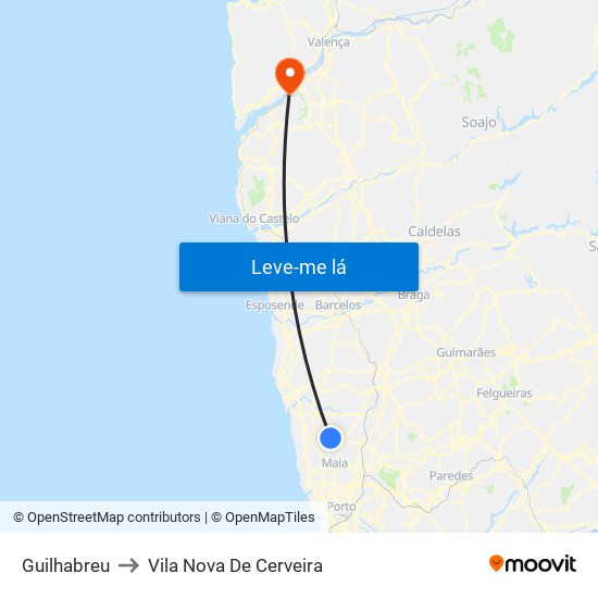 Guilhabreu to Vila Nova De Cerveira map