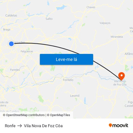 Ronfe to Vila Nova De Foz Côa map