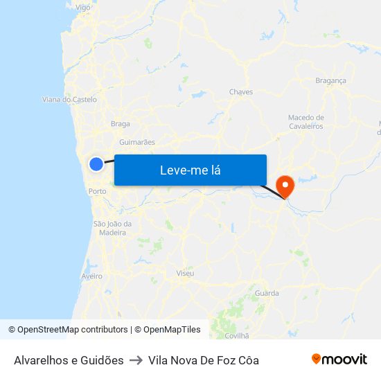 Alvarelhos e Guidões to Vila Nova De Foz Côa map