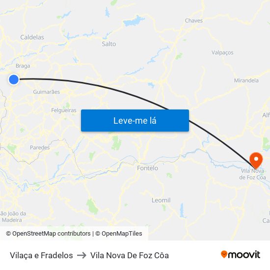 Vilaça e Fradelos to Vila Nova De Foz Côa map