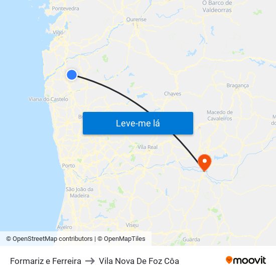 Formariz e Ferreira to Vila Nova De Foz Côa map