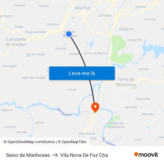 Seixo de Manhoses to Vila Nova De Foz Côa map