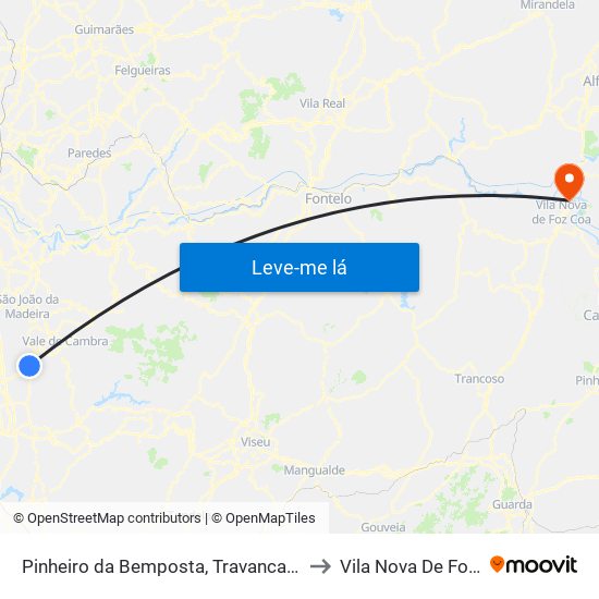 Pinheiro da Bemposta, Travanca e Palmaz to Vila Nova De Foz Côa map