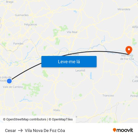 Cesar to Vila Nova De Foz Côa map