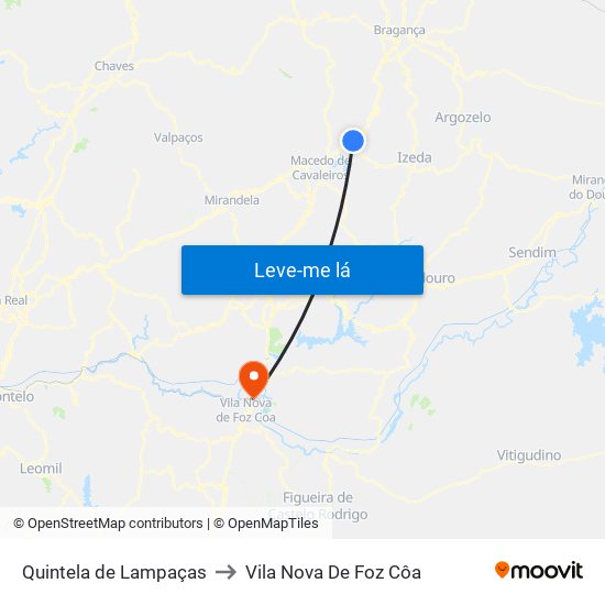 Quintela de Lampaças to Vila Nova De Foz Côa map
