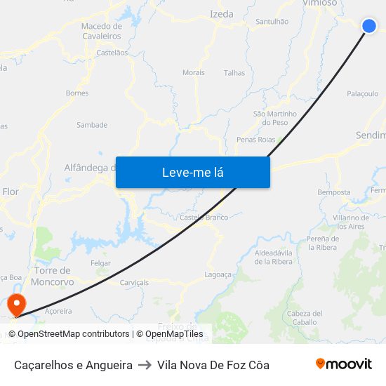 Caçarelhos e Angueira to Vila Nova De Foz Côa map