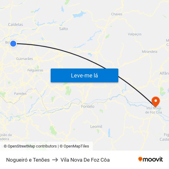 Nogueiró e Tenões to Vila Nova De Foz Côa map