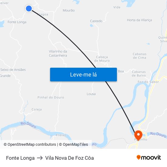 Fonte Longa to Vila Nova De Foz Côa map
