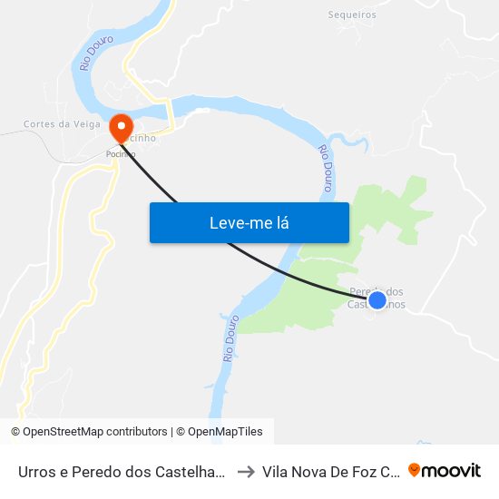 Urros e Peredo dos Castelhanos to Vila Nova De Foz Côa map