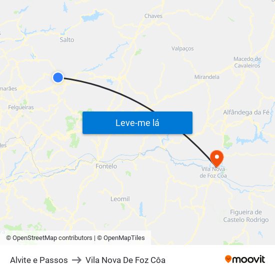 Alvite e Passos to Vila Nova De Foz Côa map