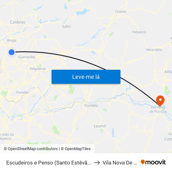 Escudeiros e Penso (Santo Estêvão e São Vicente) to Vila Nova De Foz Côa map