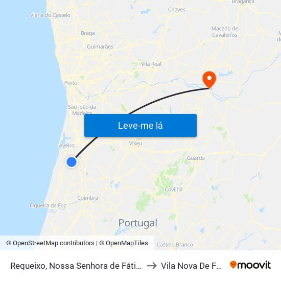 Requeixo, Nossa Senhora de Fátima e Nariz to Vila Nova De Foz Côa map