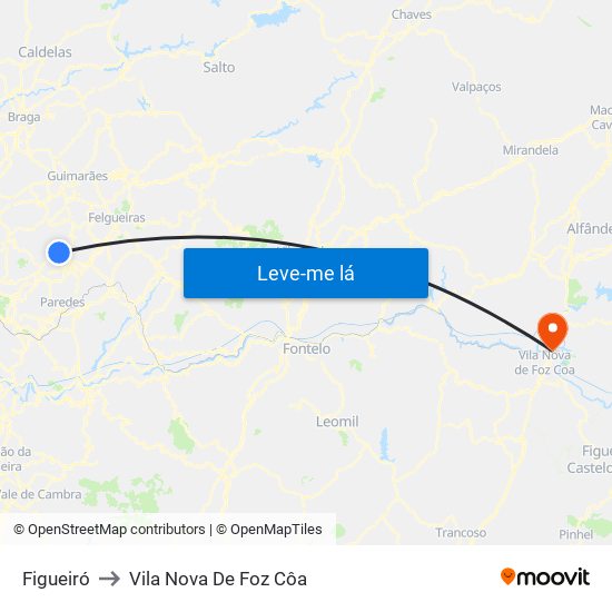 Figueiró to Vila Nova De Foz Côa map