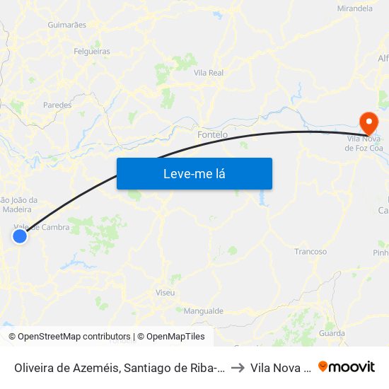 Oliveira de Azeméis, Santiago de Riba-Ul, Ul, Macinhata da Seixa e Madail to Vila Nova De Foz Côa map