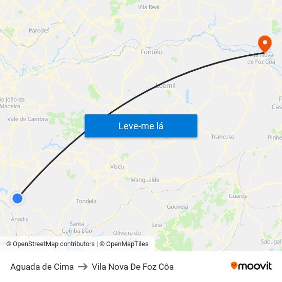 Aguada de Cima to Vila Nova De Foz Côa map