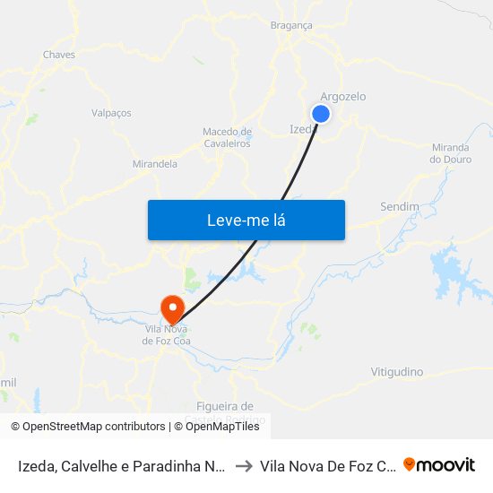 Izeda, Calvelhe e Paradinha Nova to Vila Nova De Foz Côa map