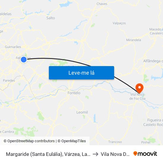 Margaride (Santa Eulália), Várzea, Lagares, Varziela e Moure to Vila Nova De Foz Côa map