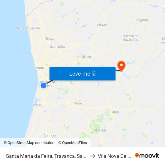 Santa Maria da Feira, Travanca, Sanfins e Espargo to Vila Nova De Foz Côa map