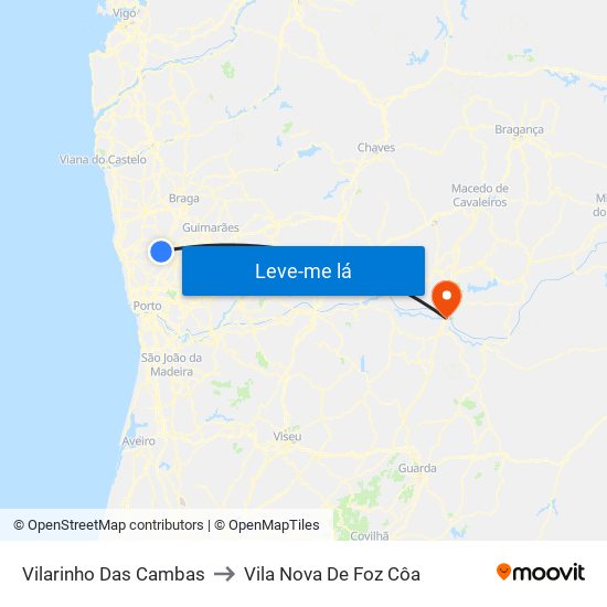 Vilarinho Das Cambas to Vila Nova De Foz Côa map