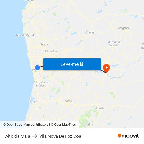 Alto da Maia to Vila Nova De Foz Côa map