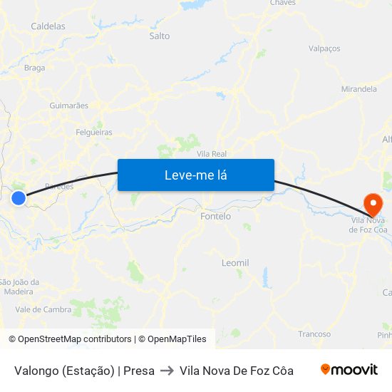 Valongo (Estação) | Presa to Vila Nova De Foz Côa map