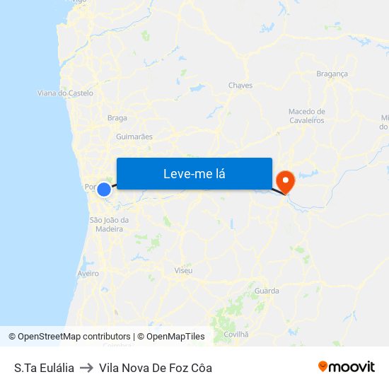 S.Ta Eulália to Vila Nova De Foz Côa map