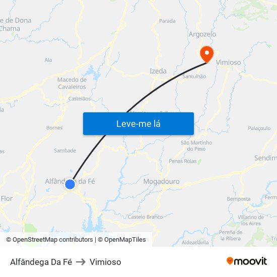 Alfândega Da Fé to Vimioso map