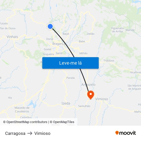 Carragosa to Vimioso map