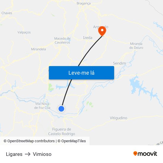 Ligares to Vimioso map