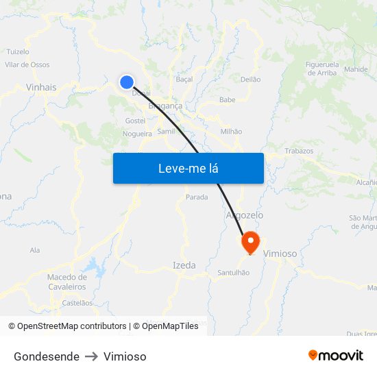 Gondesende to Vimioso map