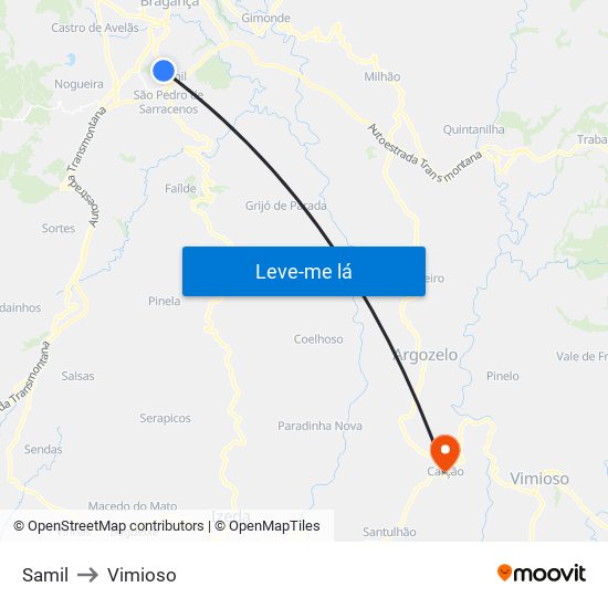 Samil to Vimioso map