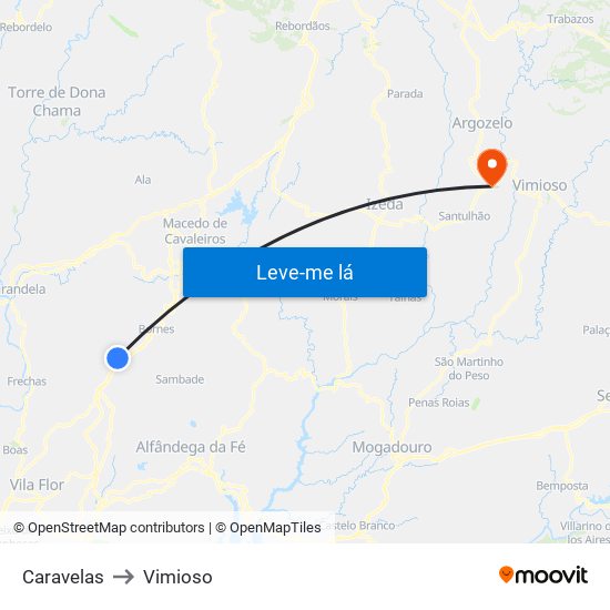 Caravelas to Vimioso map