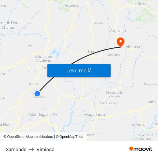 Sambade to Vimioso map