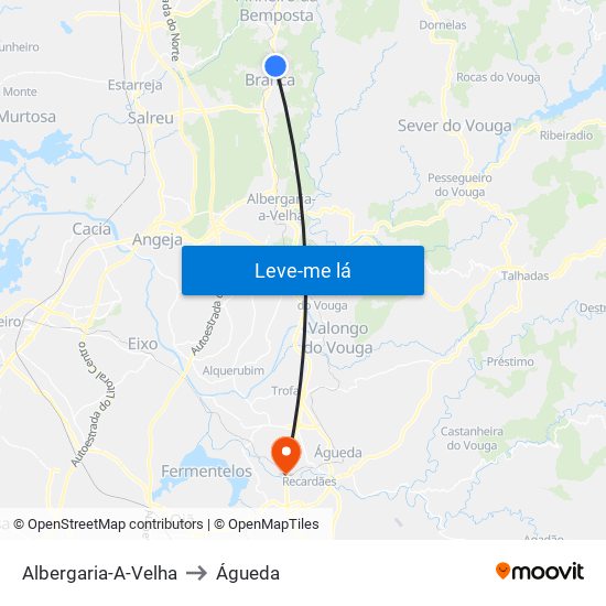 Albergaria-A-Velha to Águeda map
